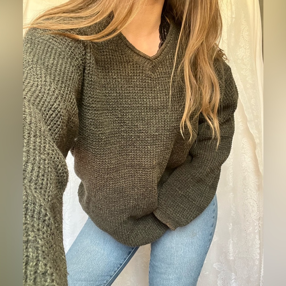 American Eagle oversized cotton knit sweater, chunky knit sweater